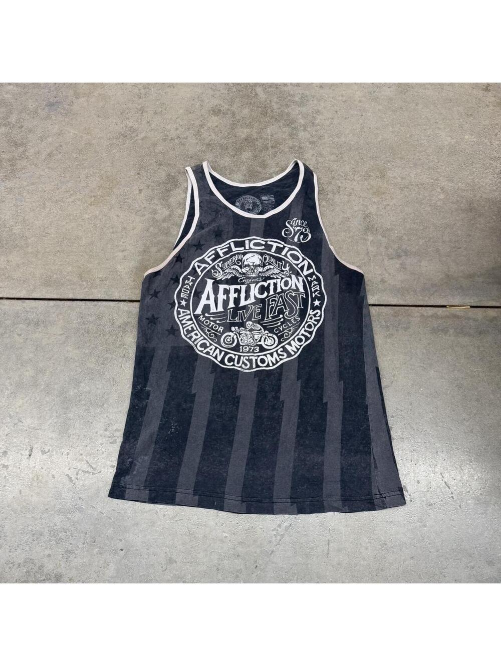 vintage affliction live fast american motorcycles tank top size medium